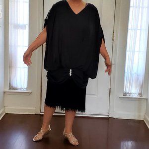 Roaman’s Women Black dress -Flapper design – low waist - Size XXL